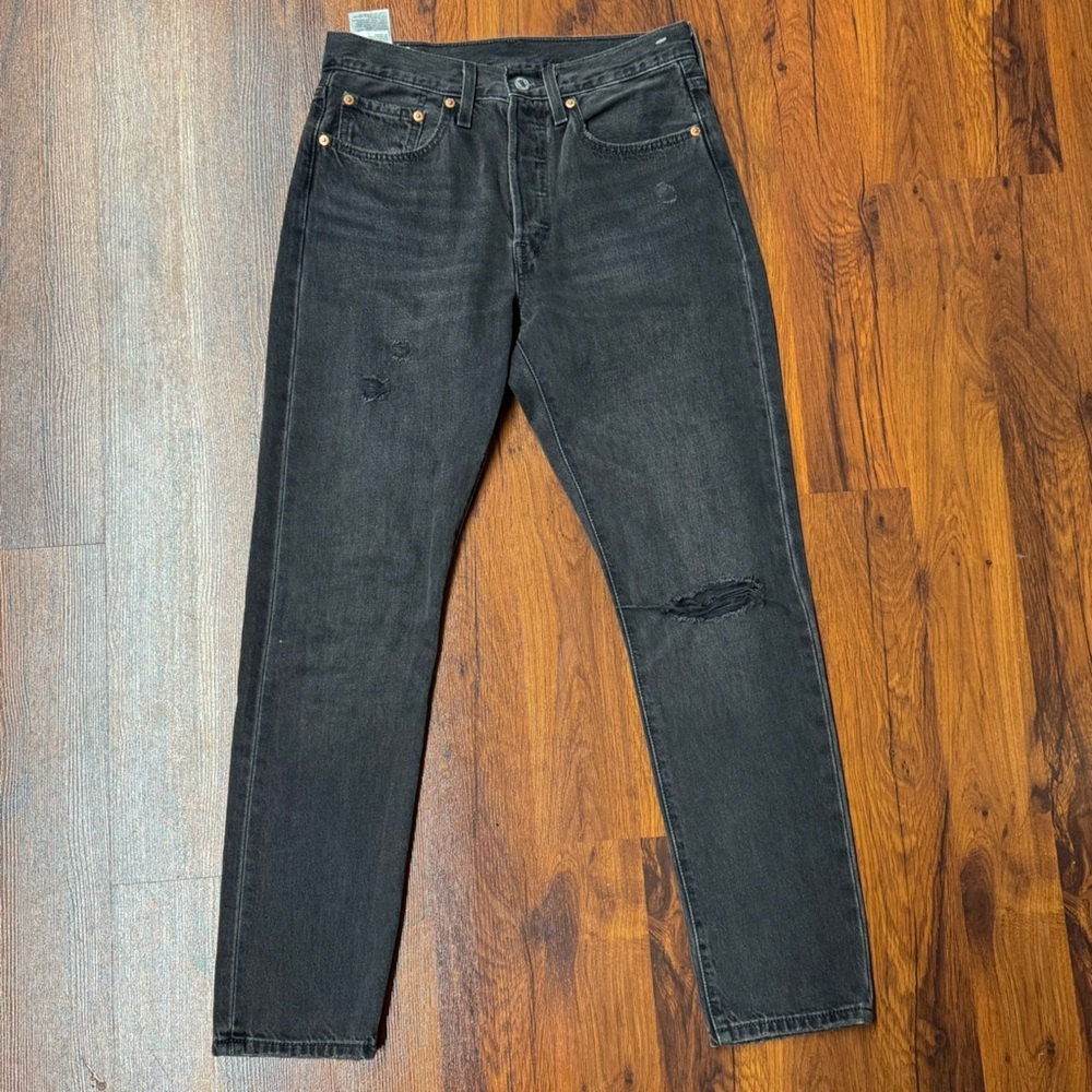Levi's Premium 501 Skinny Jeans Distressed Black W26 L28